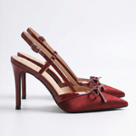 Rebecca Satin Heels with Bow Detail