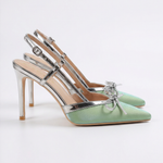 Rebecca Satin Heels with Bow Detail