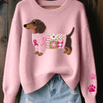 Naoni – Knitted Sweater with Wool-Felt Dachshund Motif