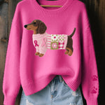 Naoni – Knitted Sweater with Wool-Felt Dachshund Motif