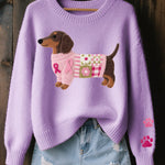 Naoni – Knitted Sweater with Wool-Felt Dachshund Motif