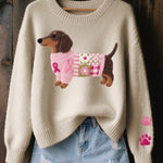 Naoni – Knitted Sweater with Wool-Felt Dachshund Motif