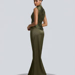 Charlotte Drummond | Ruched Tassel Top & Satin Maxi Skirt Set For Women