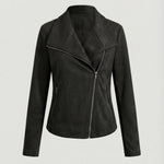 Isabella | Women's Asymmetric-Zip Tailored Faux Suede Biker Leather Jacket