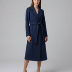 Luna | Women's Belted Wool-Blend Long Lapel Trench Coat