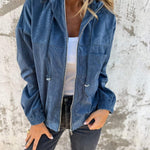 Scarlett | Women's Corduroy Hooded Zip-Up Quilted Jacket Oversized Fit