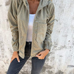 Scarlett | Women's Corduroy Hooded Zip-Up Quilted Jacket Oversized Fit