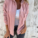 Scarlett | Women's Corduroy Hooded Zip-Up Quilted Jacket Oversized Fit