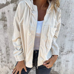 Scarlett | Women's Corduroy Hooded Zip-Up Quilted Jacket Oversized Fit