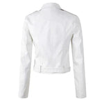 Aria | Women's Cropped Moto Faux Leather Jacket Belted Biker