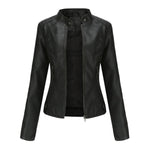 Madison | Women's Faux Leather Jacket Stand Collar Zip-Up Moto Jacket