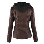 Victoria | Women's Hooded Faux Leather Moto Jacket Zip-Up