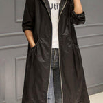 Layla | Women's Hooded Waterproof Long Trench Coat Zip-Up