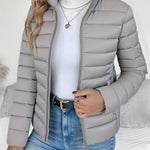 Eleanor | Women's Lightweight Quilted Puffer Coat Stand Collar Zip-Up Jacket