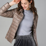 Eleanor | Women's Lightweight Quilted Puffer Coat Stand Collar Zip-Up Jacket