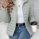 Eleanor | Women's Lightweight Quilted Puffer Coat Stand Collar Zip-Up Jacket
