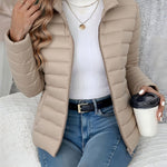 Eleanor | Women's Lightweight Quilted Puffer Coat Stand Collar Zip-Up Jacket