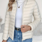 Eleanor | Women's Lightweight Quilted Puffer Coat Stand Collar Zip-Up Jacket
