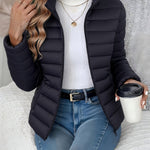Eleanor | Women's Lightweight Quilted Puffer Coat Stand Collar Zip-Up Jacket