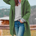 Victoria | Women's Long Hooded Button-Front Fleece Coat