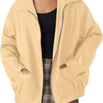 Madison | Women's Oversized Faux Leather Bomber Jacket Zip-Up