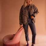 Evelyn | Women's Oversized Leopard Print Snap-Button Quilted Jacket