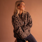 Evelyn | Women's Oversized Leopard Print Snap-Button Quilted Jacket