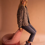 Evelyn | Women's Oversized Leopard Print Snap-Button Quilted Jacket