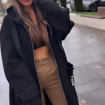 Aria | Women's Oversized Long Hooded Zip-Up Coat