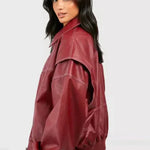 Camila | Women's Oversized Quilted Jacket Contrast Stitch Bomber