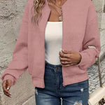 Emma | Women's Quilted Zip-Up Bomber Jacket Textured Cropped