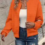 Emma | Women's Quilted Zip-Up Bomber Jacket Textured Cropped