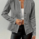 Isabella | Women's Textured Cable-Knit Open-Front Quilted Jacket
