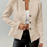 Isabella | Women's Textured Cable-Knit Open-Front Quilted Jacket