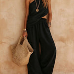 One-shoulder Sleeveless Top And Pants Casual Set