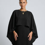 Sienna Wyndham | Cape Overlay Pleated Maxi Dress For Women